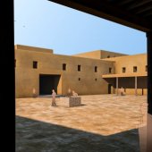 Hypothèse de restitution 3D de la cour centrale du Grand Palais royal de Mari en Syrie